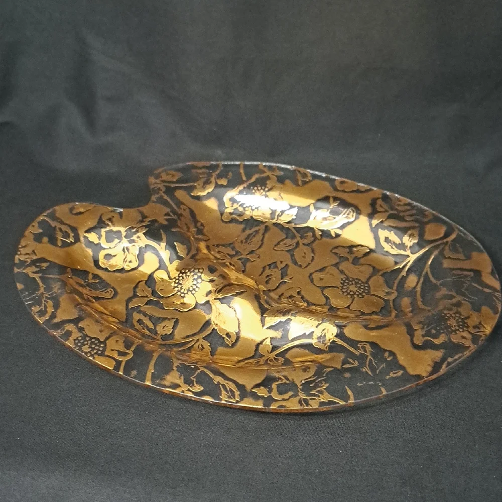 MCM Hollywood Regency 22K Gold Floral Serving Tray